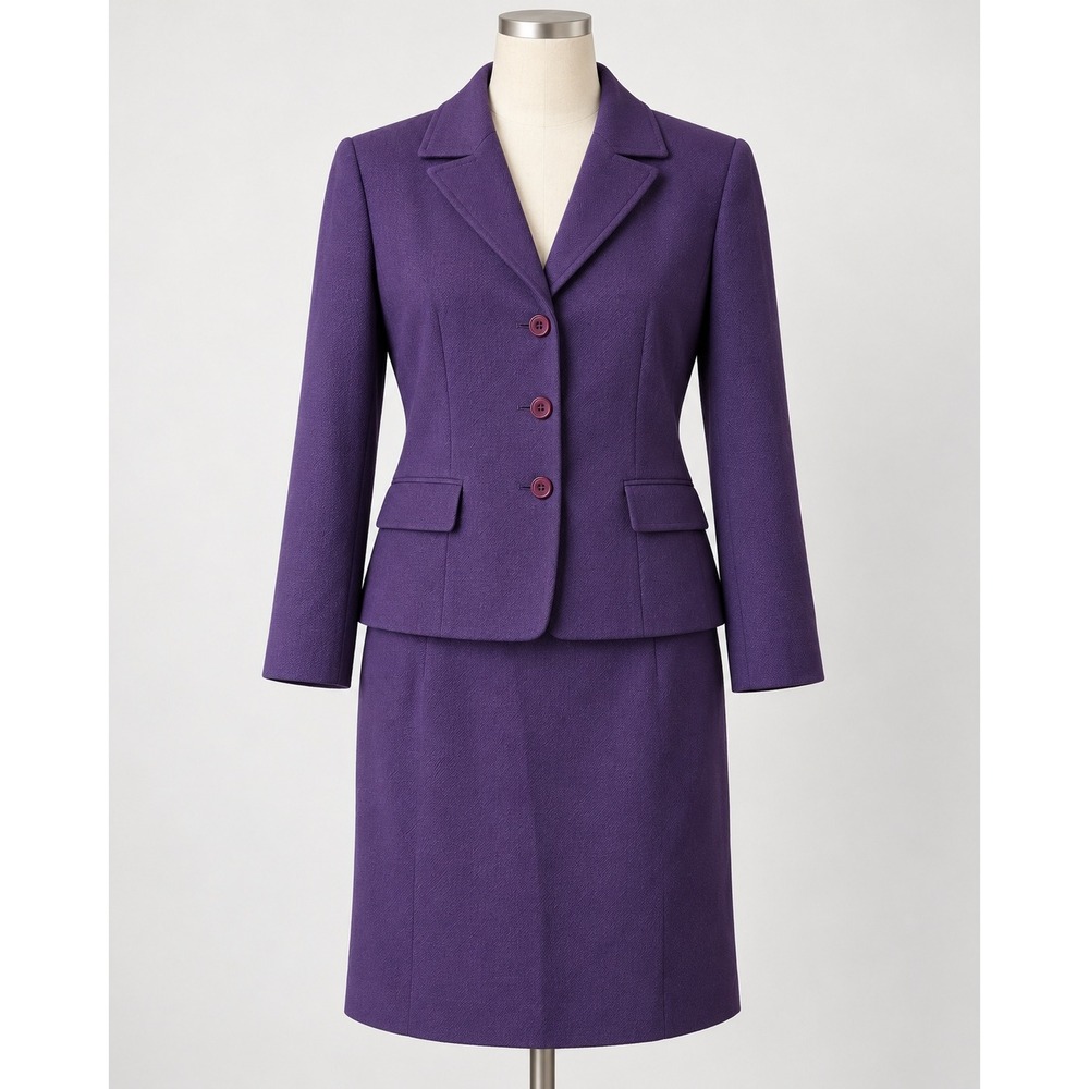 Jones Wear Suit Womens Purple Blazer and Skirt Set Size 10 2 Piece Professional